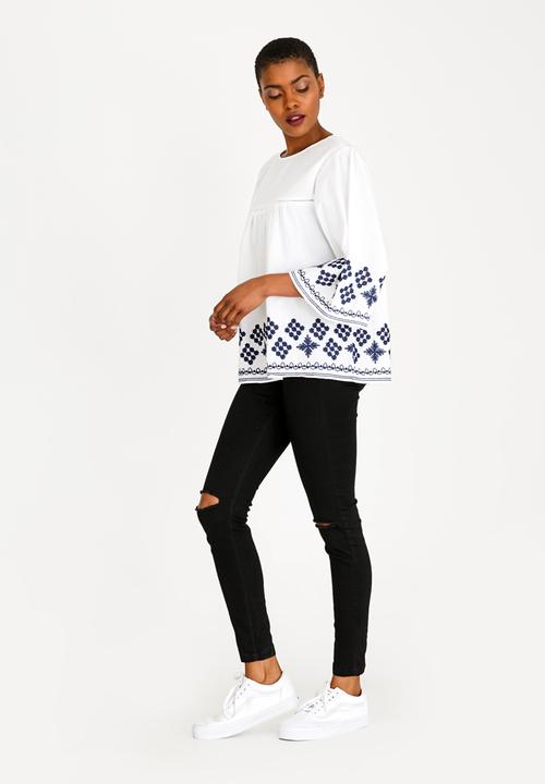 Brave Soul - Embroidered Blouse Blue