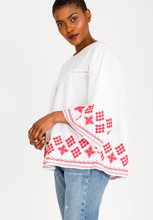 Brave Soul - Embroidered Blouse White