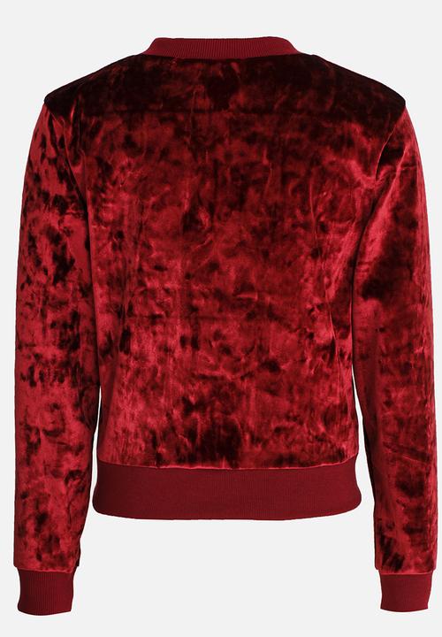 Rebel Republic - Velvet Bomber Jacket Burgundy