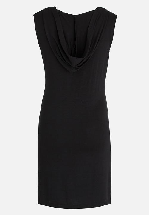 Twin Clothing - Hooded Print Dress Black
