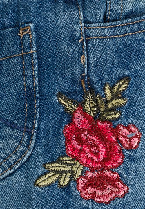 MINOTI - Utility Rose Embroidered Denim Skirt Blue