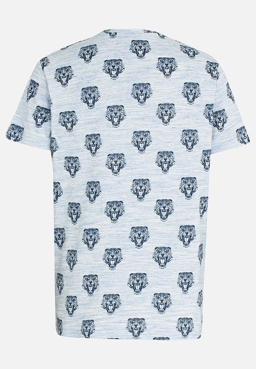 Brave Soul - Crew Neck T-shirt Blue and White