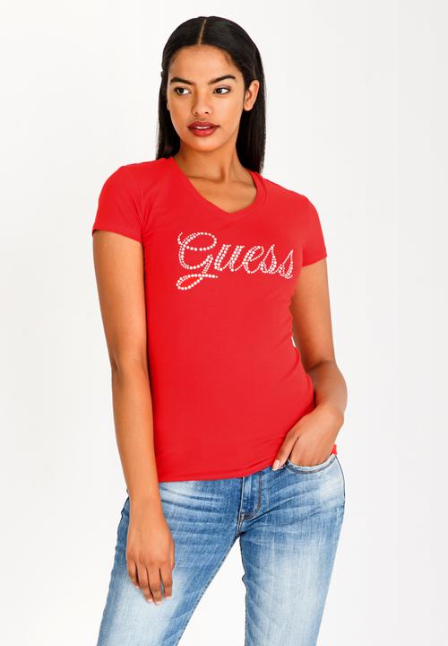 GUESS - Guess V-neck Tee Red