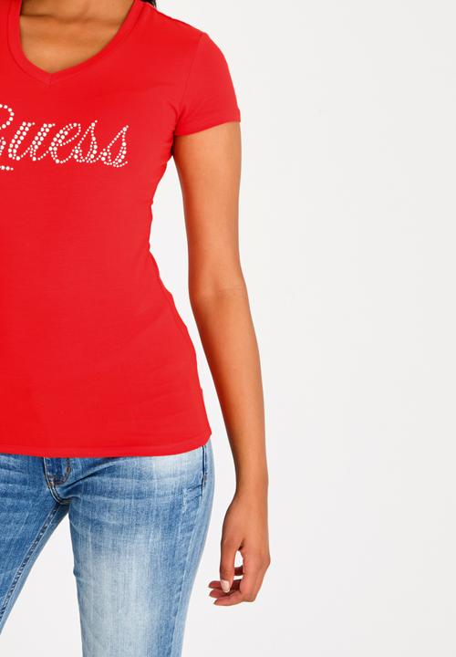 GUESS - Guess V-neck Tee Red