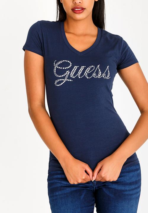 GUESS - Guess V-neck Tee Navy