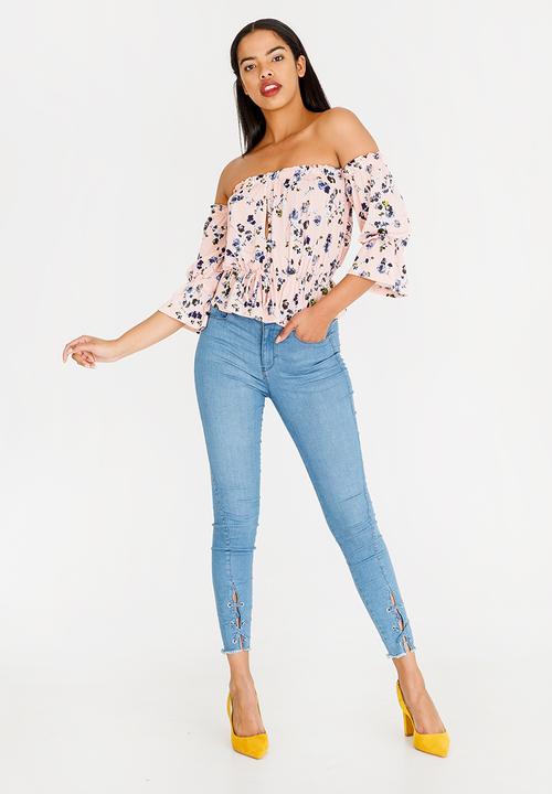 SISSY BOY - Bardot Printed Crop Top Rose