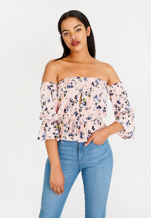 SISSY BOY - Bardot Printed Crop Top Rose