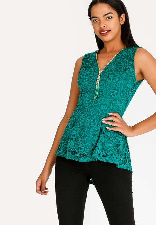 Revenge - Zip Through Top Green