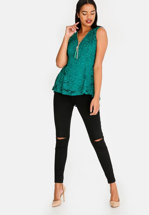 Revenge - Zip Through Top Green