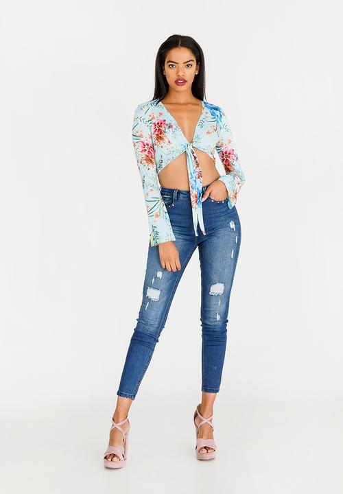SISSY BOY - Tie Front Crop Top Multi-colour