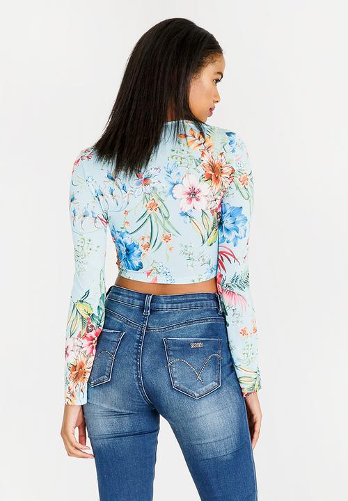 SISSY BOY - Tie Front Crop Top Multi-colour