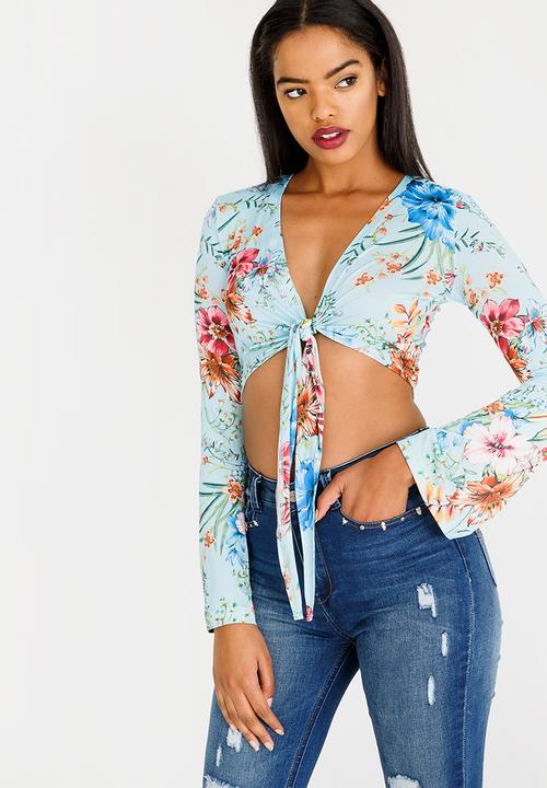SISSY BOY - Tie Front Crop Top Multi-colour