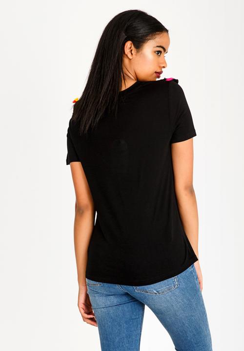 Brave Soul - Tassel Bib T-Shirt Black