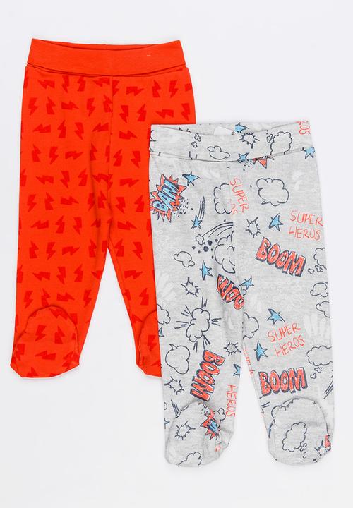 Baby Corner - 2 Pack Footed Pants Red
