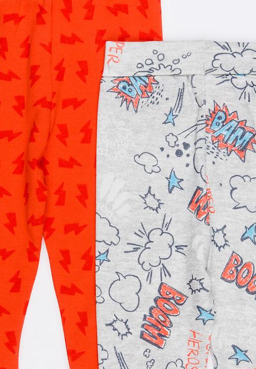 Baby Corner - 2 Pack Footed Pants Red