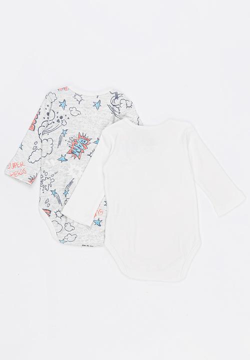 Baby Corner - Super Boy 2 Pack Long Sleeve Bodysuits Multi-colour