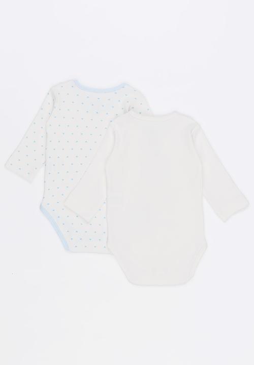 Baby Corner - 2 Pack Long Sleeve Bodysuit Pale Blue