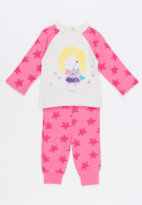 Baby Corner - Star Pj Set Mid Pink