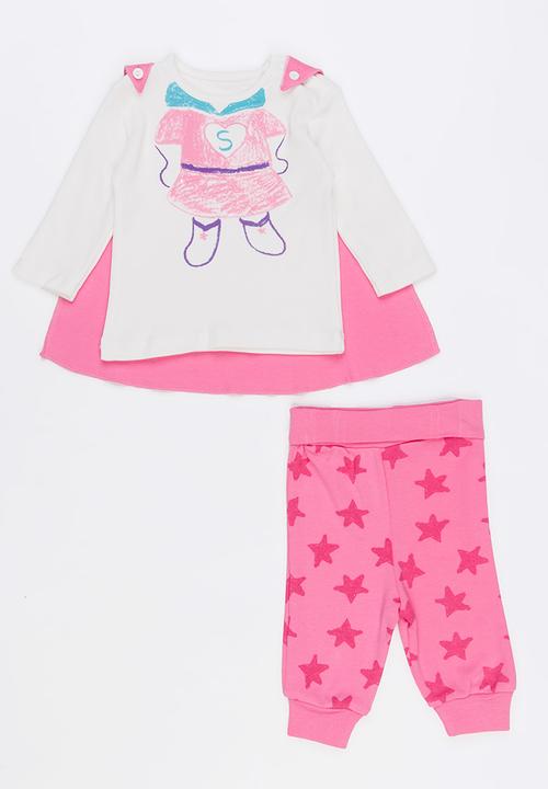 Baby Corner - Super Girl 3 Piece Set Mid Pink