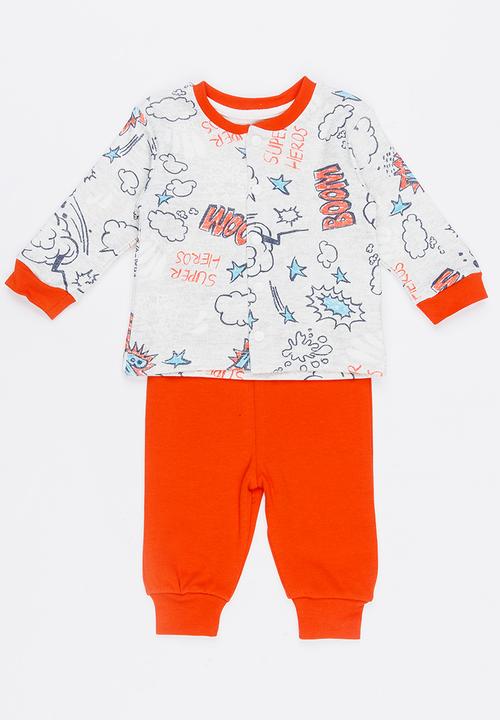 Baby Corner - Super Boy 2 Piece Cardigan Set Multi-colour