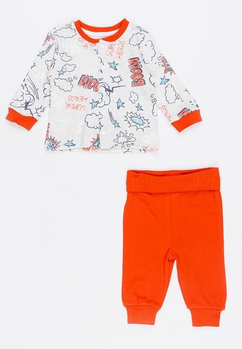 Baby Corner - Super Boy 2 Piece Cardigan Set Multi-colour