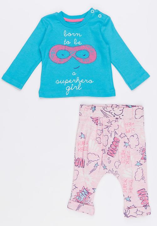 Baby Corner - Super Girl Harem Pants Set Mid Blue