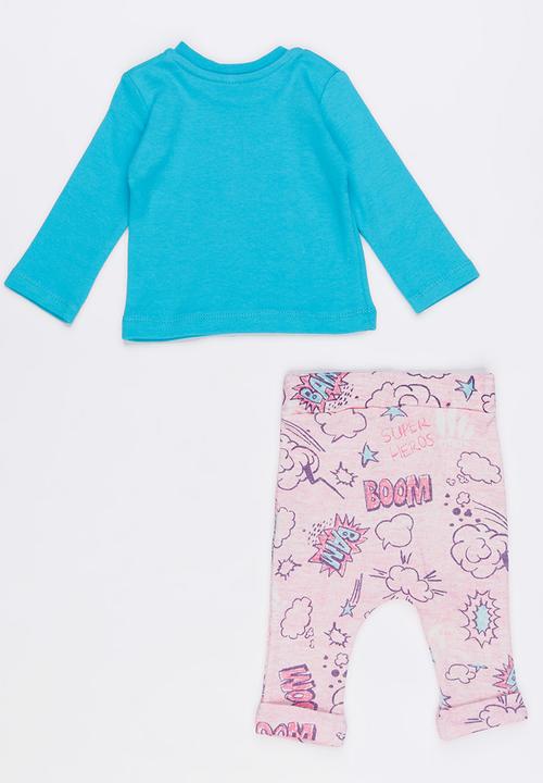 Baby Corner - Super Girl Harem Pants Set Mid Blue