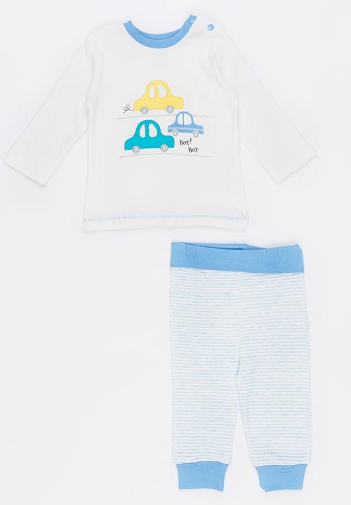 Baby Corner - Stripe Car PJ Set Multi-colour