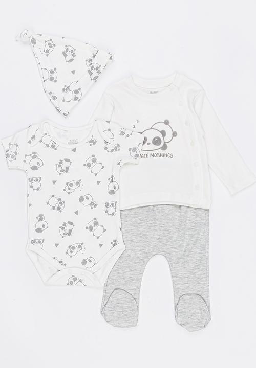 Baby Corner - 5 Piece Side Snap Cardigan Set Grey