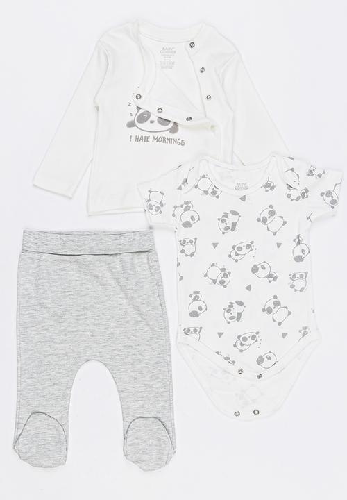 Baby Corner - 5 Piece Side Snap Cardigan Set Grey