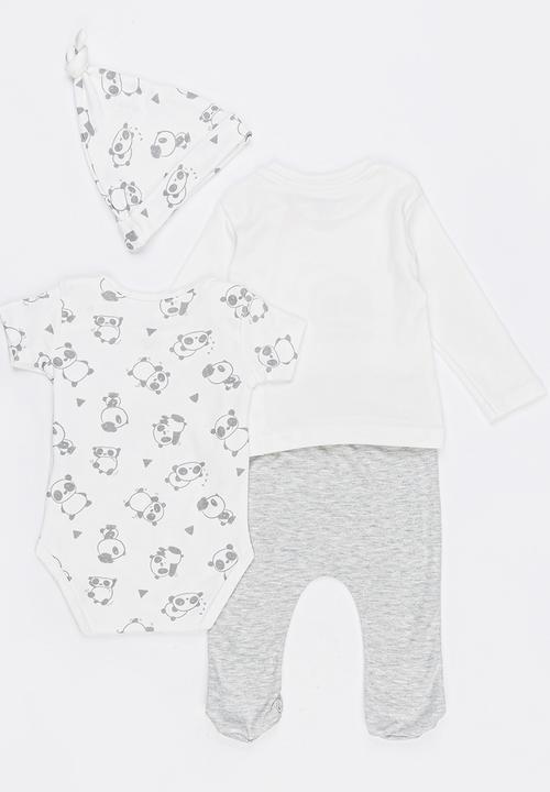 Baby Corner - 5 Piece Side Snap Cardigan Set Grey