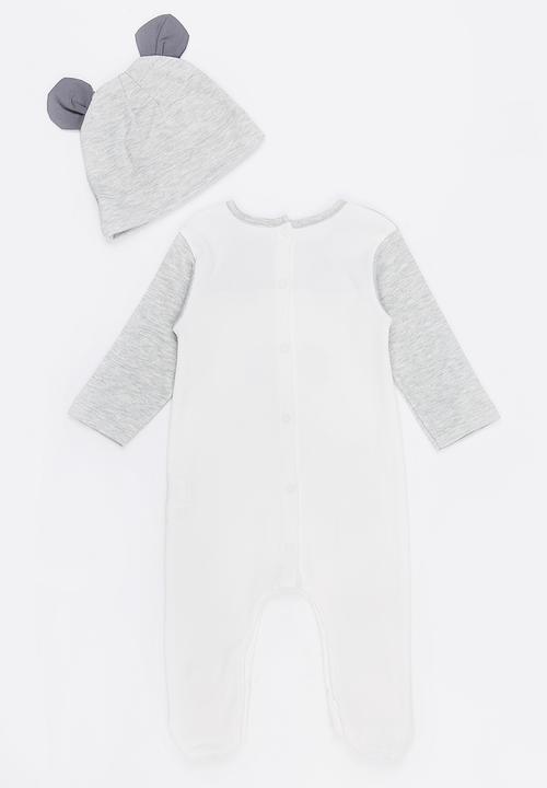 Baby Corner - Panda Hat And Sleepsuit Set Grey