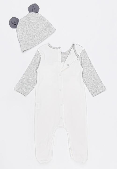 Baby Corner - Panda Hat And Sleepsuit Set Grey