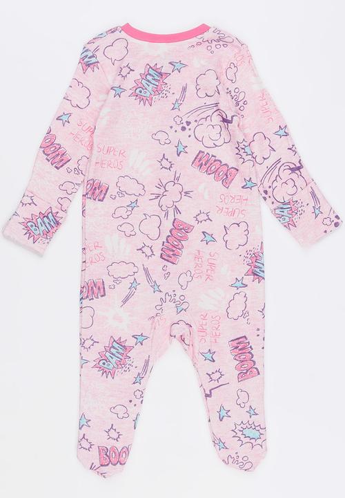 Baby Corner - Printed Sleepsuit Mid Pink