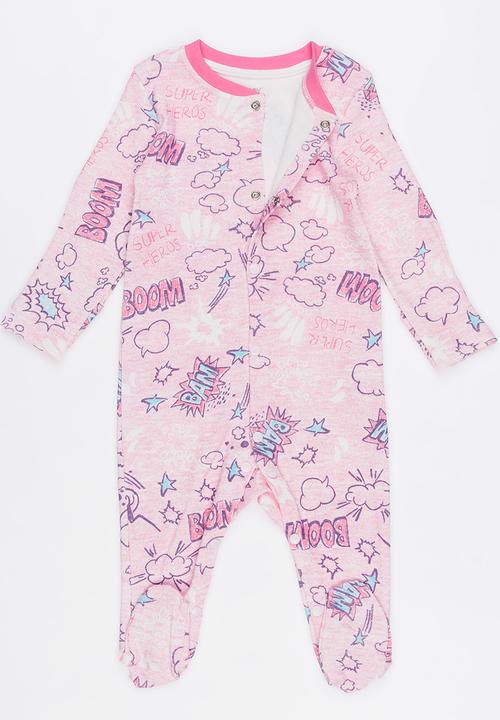 Baby Corner - Printed Sleepsuit Mid Pink