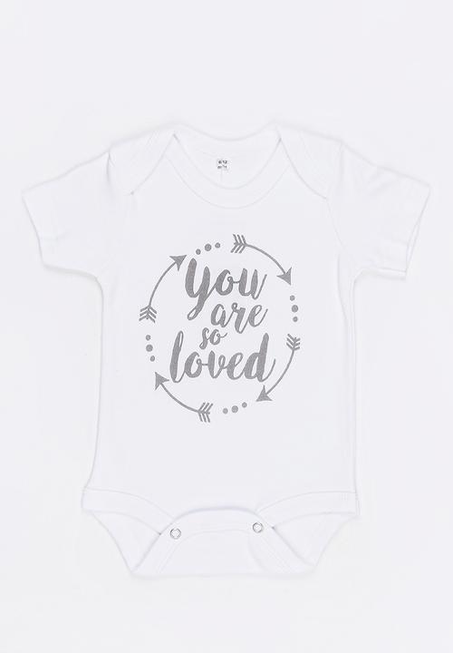 Funky Shop - You are so loved baby grow - white