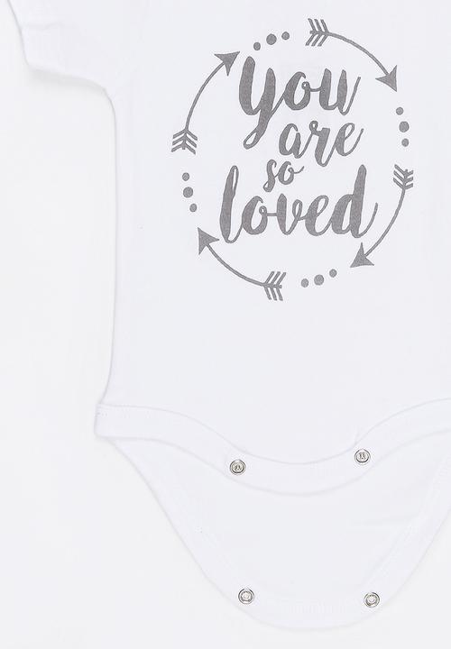 Funky Shop - You are so loved baby grow - white