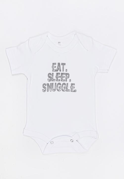 Funky Shop - Eat sleep snuggle baby grow - white