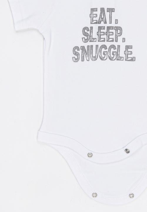 Funky Shop - Eat sleep snuggle baby grow - white