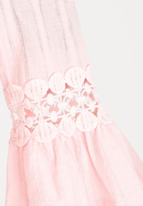 Pop Candy - Cold shoulder boho dress - pale pink