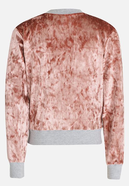 Rebel Republic - Velvet Bomber Jacket Pale Pink