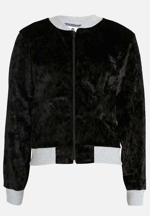 Rebel Republic - Velvet Bomber Jacket Black