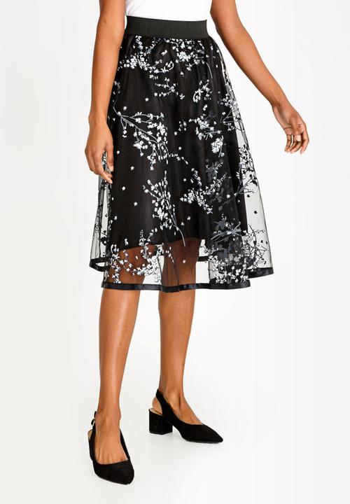 Revenge - Sheer Detail Skirt Black