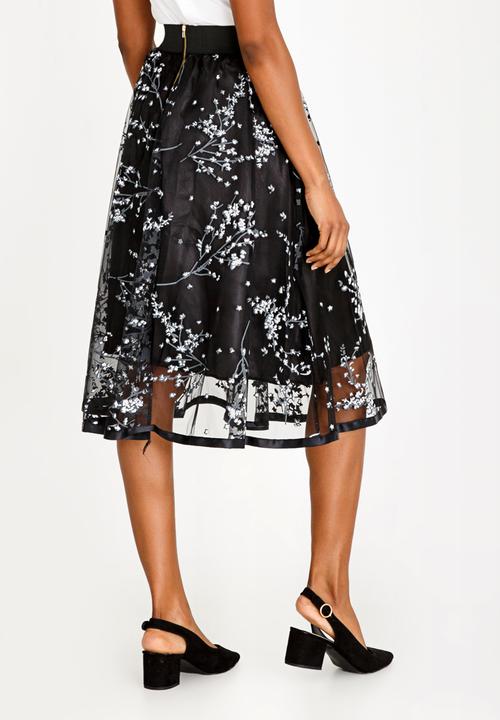 Revenge - Sheer Detail Skirt Black