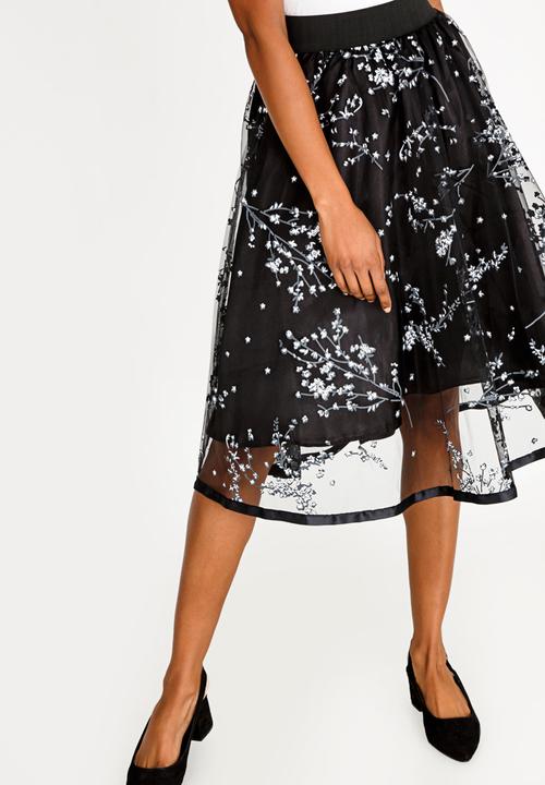 Revenge - Sheer Detail Skirt Black