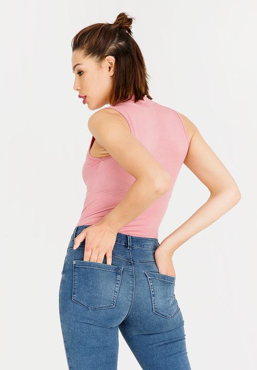 c(inch) - High Neck Bodysuit Pale Pink