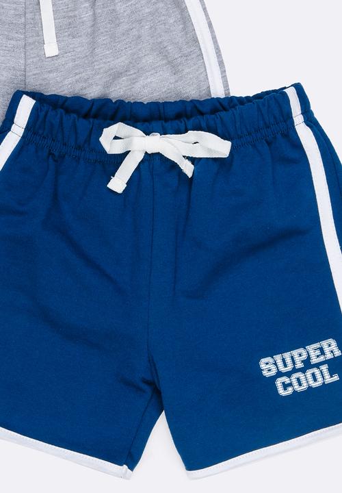 Pop Candy - Printed 2 pack shorts - grey and blue