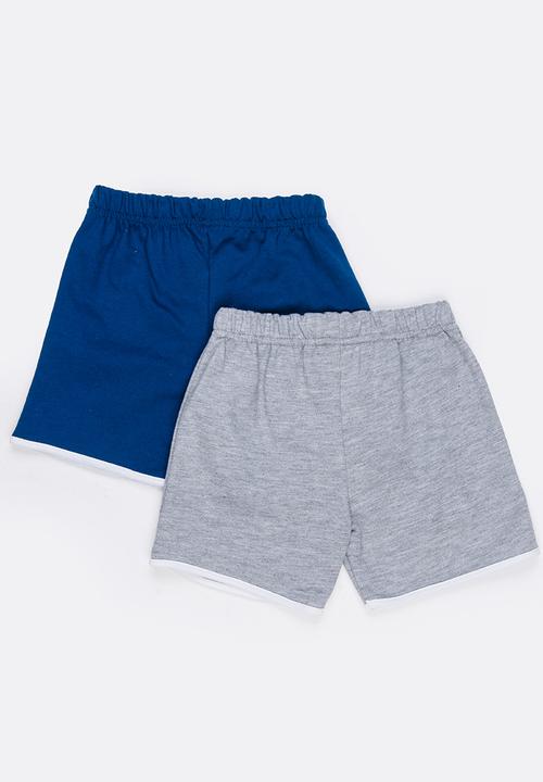 Pop Candy - Printed 2 pack shorts - grey and blue