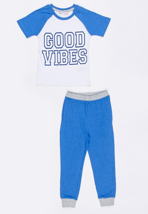 MINOTI - Nap Printed PJ Set - Blue and White
