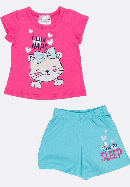 Pop Candy - Printed  Pj  Set Mid Pink